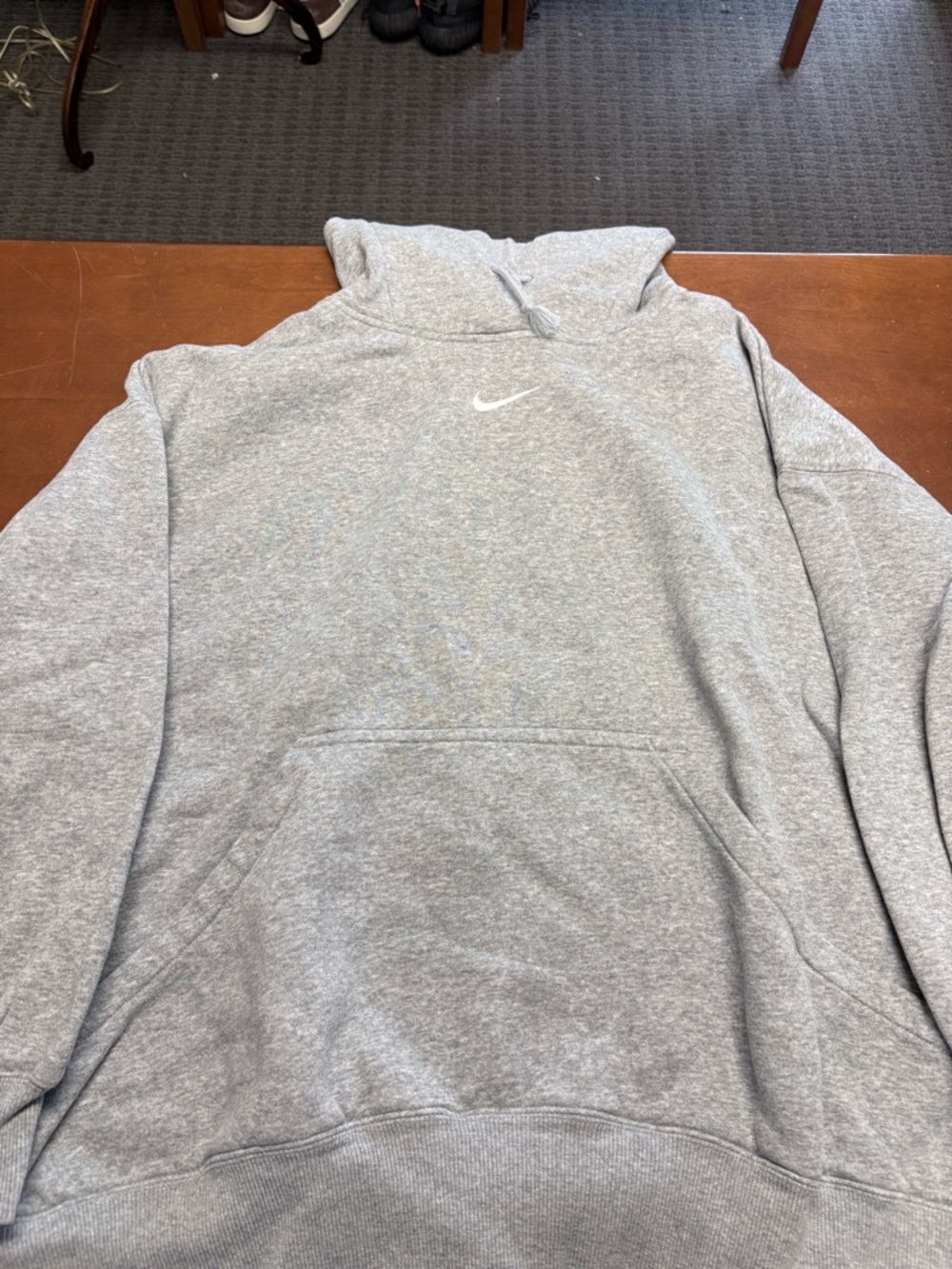 Nike Light Gray Crewneck Hoodie with White Swoosh
